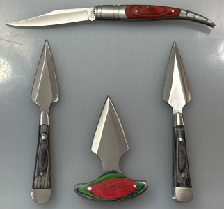 (2) Bosom Daggers W/ Sheaths, (1) Tri-Angular Push Dagger W/ Sheath, & (1) Spanish Fruit Folding Knife