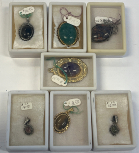 (7) Necklace Pendants - Colorful Stones & Ornate Metalwork