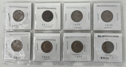 (8) 1940-59 Old Jefferson Nickels