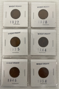 (6) 1927-54 Wheat Pennies