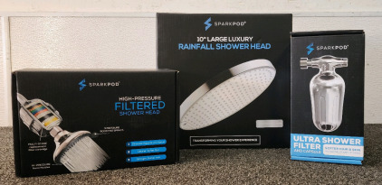 Sparkled 10" Large Luxury Rainfall Shower Head, High- Pressure Filtered Shower Head, Ultra Shower Filter- New In Box