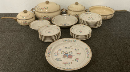 Matching Kitchen Set:, Pots, Pans, Plates, & Bowls