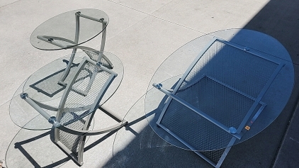 (3) Glass Outdoor Patio Tables - BBFN