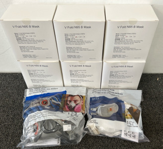 (6) Boxes of V Fold Masks, Particulate Respirator Mask, & Half Facepiece
