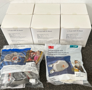 (6) Boxes of V Fold Masks, Particulate Respirator Mask, & Half Facepiece