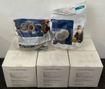 (6) Boxes of V Fold Masks, Particulate Respirator Mask, & Half Facepiece