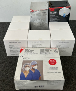 (6) Boxes of V Fold Masks, (2) Boxes of Respirator Masks, & (1) Box of Healthcare Masks