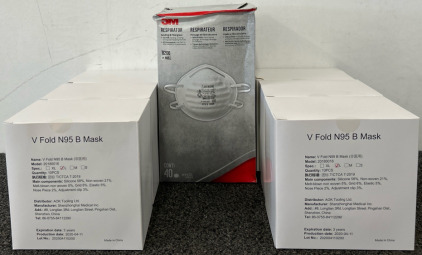 (6) Boxes of V Fold Masks & (1) Box of Respirator Masks