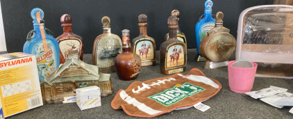 Vintage Fluid Containers, Clear Shelf, & Other Kitchen Decor