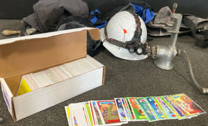 Spelunking Helmet, Backpacks, Metal Tool, & Garbage Pail Kids Cards