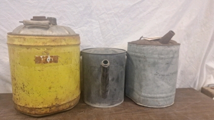 3 Antique Metal Gas Cans....EB