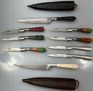 (7) Toothpick Folding Knives & (2) Texas Toothpick Knives w/ Scabbards