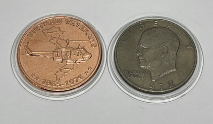 (1) 1972 Eisenhower Dollar Coin, (1) Copper 1oz. .999 Fine Round