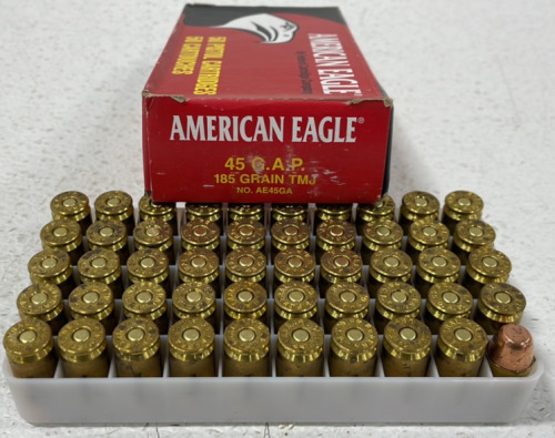 (50) Rnds American Eagle 45 GAP 185 Grain TMJ