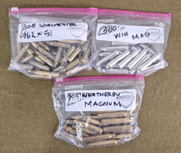 (50+) Empty Brass Cartridges For 308 Winchester, 300 Win Mag & 300 Weatherby Magnum