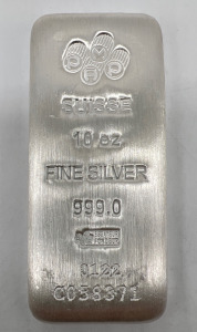 10 Oz Suisse 999.0 Fine Silver Bar