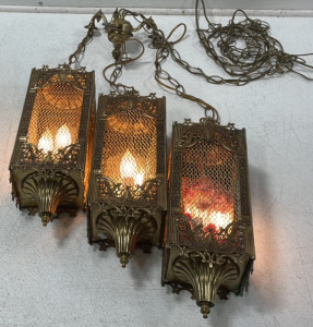 Gold Filigree 3 Tier Hanging Lamp (Works)