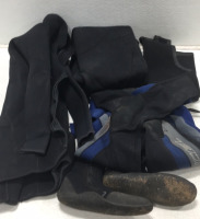 Scuba Diving Gear (4) Wet Suits (1) Pair of Scuba Boots Sz 10 (1) Snorkel (1) Goggles (1) Fin M-L - 2