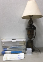 (2) Breath Sensor Model (970) Series Airflow Sensors (1) Antique Brass Lamp w/ Lamp shade