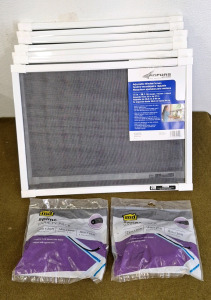 (7) Adfors, Adjustable Window Screens, 15" H x 20" To 37"L & (2) MD Spline, Variety Packs