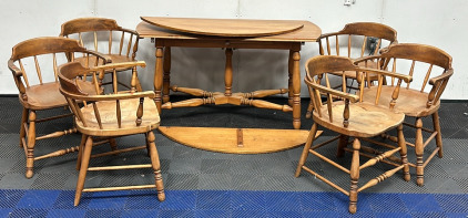 55’’ x 35’’ x 25’m Wooden Dining Table With Sides Detached And (6) Chairs