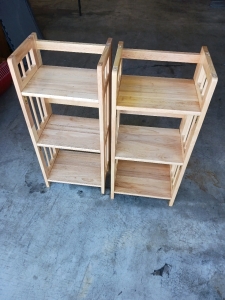 2) Wood Small Folding Shelves Blonde 34x15x11