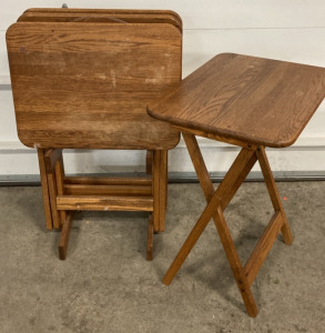 Set of 4 Medium Brown TV Trays