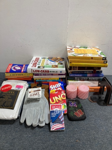 Various Books, Games, Gloves + More