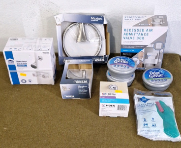 (1) Project Source, Shower Head & 2-Handle/ Control Valve Kit, (1) Kohler Towel Ring, (1) Kohler Robe Hook & More