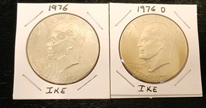 1976 and 1976 "D" Mint Ike Dollars- Authentication Unavailable