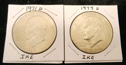 1971 "D" Mint and 1974 "D" Mint Ike Dollars- Authentication Unavailable