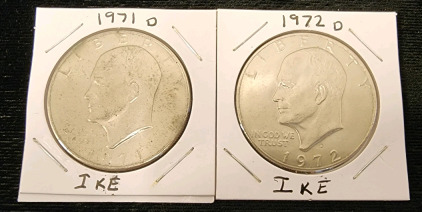 1971 "D" Mint and 1972 "D" Mint Ike Dollars- Authentication Unavailable