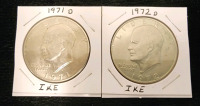 1971 "D" Mint and 1972 "D" Mint Ike Dollars- Authentication Unavailable