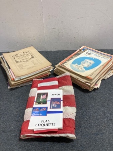 Various Sheet Music and American Flag