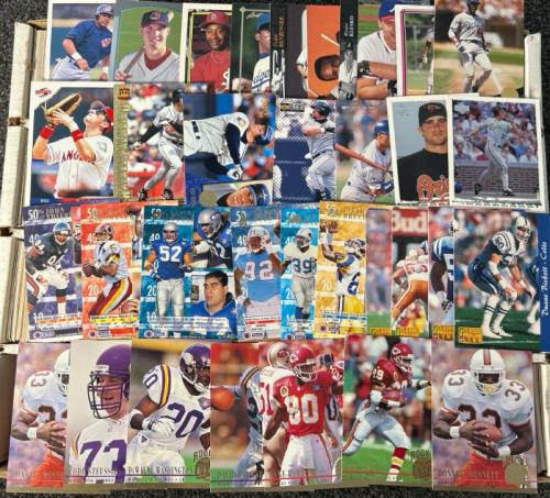 Large Box Of Assorted Football & Baseball Cards