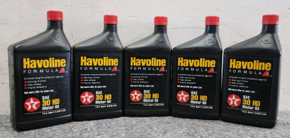 (5) Havoline Formula 3 30HD SAE Motor Oil, Quart Bottles