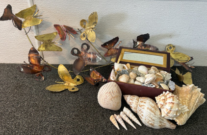 Sea Shells, Jewelry Box & Metal Butterfly Decor