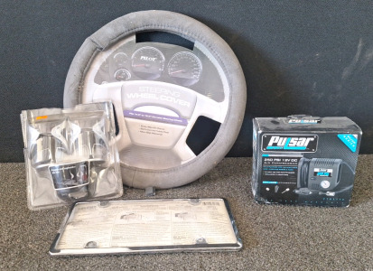 Steering Wheel Cover, Air Compressor Jewelry Boxes, & Cup Holder