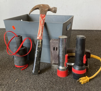 Hammers, Nail Gun, Flashlights, & More Tools