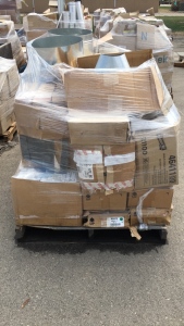 A Pallet of Transformers, Flexible Ducts, Hand Towels, Flex-Watt Cover, and Ignitor Kits