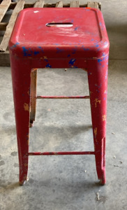 Red Metal Stool