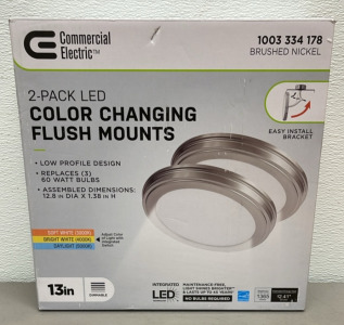 Commercial Electric 2-Pack LED Color Changing Flush Mount Lights 13”