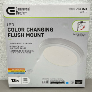 Commercial Electric LED Color Changing Flush Mount Light Fixture 13”