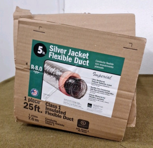 (1) Box Of Imperial, 5" x 25' Class 1 Insulated, Silver Jacket Flexible Duct