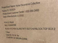 Black Kitchen Island w/ Butcher Block Top - Comes in (2) Boxes - 5