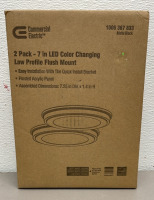 Commercial Electric 2 Pack LED Color Changing Low Profile Flush Mount Light Fixture 7&rdquo; (Matte Black)