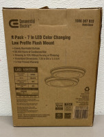 Commercial Electric 2 Pack LED Color Changing Low Profile Flush Mount Light Fixture 7&rdquo; (Matte Black) - 2