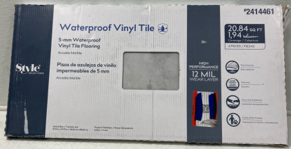 (2) Box of Waterproof Vinyl Tile - Arcadia Marble