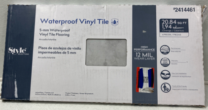 Box of Waterproof Vinyl Tile - Arcadia Marble