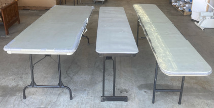 (6) 6’x30” Grey Tables (2) 6’x18” Grey Tables (7) 8’x18” Grey Tables